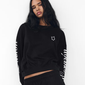 Polerón W Crop PCM Negro/Blanco