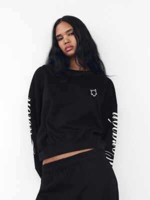 Sudadera W Crop PCM Negro/Blanco